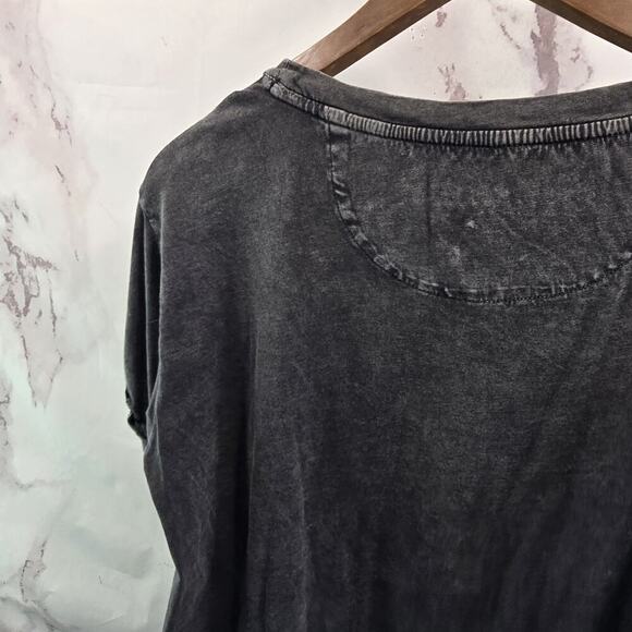 Anthropologie T Shirt Womens Small Gray Burn Out May All Plants Be Free Cuffed - Picture 6 of 9